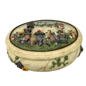 Hand Painted 3D Flower Garden Oval Storage Box